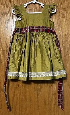 Matilda Jane Girls Loves Me Dress Taffeta Plain Belt Christmas Platinum Size 3/4 • $30