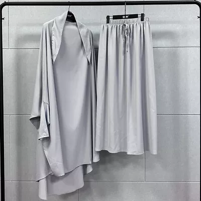2pcs Set Women Muslim Hijab Abaya Prayer Dress Kaftan Gown Islamic Khimar Jilbab • £20.11