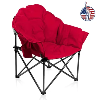 Oversized Folding Camping Chairs Padded Moon Chair Saucer Recliner W/ Carry Bag • $80.99