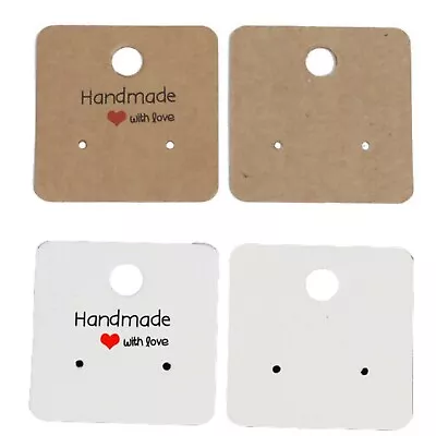 ❤ 50 X HANDMADE Love SQUARE Jewellery Earring Display Card 4cm X 4cm Packaging ❤ • £1.95