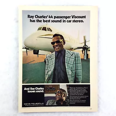 VISCOUNT Car Stereo RAY CHARLES 70s Vintage Print Ad Craig Powerplay Jet Plane • $10.99