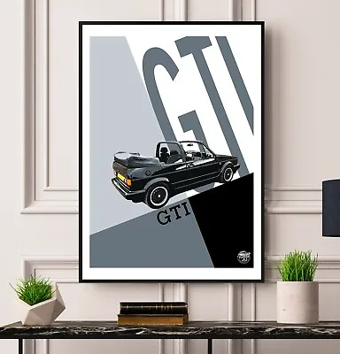 VW Golf GTI Cabriolet Mk1 Print - Wall Art Artwork Poster Gift Car Classic Auto • $27.48