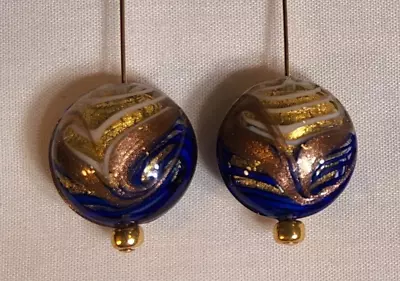 Handmade Pavone Venetian Murano Glass Lampwork Discs Spheres Round Beads 444 • $15