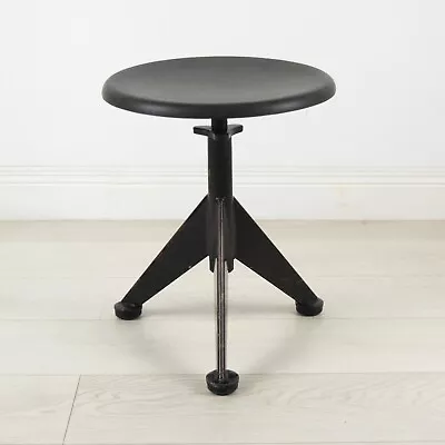 Bakelite Black Stool Vintage Manner Of Jean Prouve Retro Industrial Metal Stool • $125