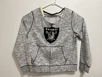 NFL Oakland Raiders Sweater Jacket Zip Up Hoddie Embroidered Logo Team Apparel • $31.15