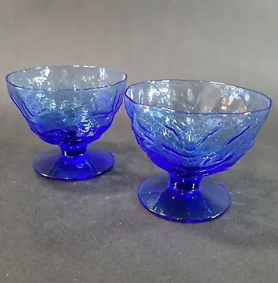 Seneca Morgantown DRIFTWOOD Blue Glass Dessert Sherbert Sorbet Cups Glasses Set • $18.97