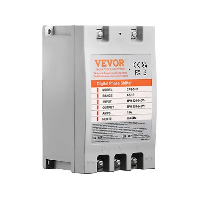 VEVOR 5HP Single 1 Phase To 3 Phase Converter Digital Phase Shifter 15A 220V • $119.99