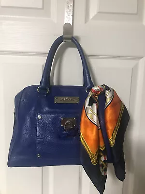 My Flat In London Handbag Broker Royal Blue Scottie Dog Scarf Satchel • $199.99