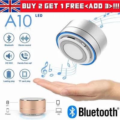 Mini LED Wireless Bluetooth Speaker Portable Loud Bass For IPad IPhone Samsung • £10.62