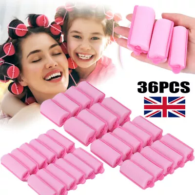 36x Thick SPONGE HAIR ROLLERS Soft Foam Comfortable Sleep In Styling Wave Curler • £5.98