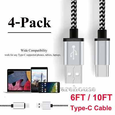 6ft/10ft Universal Braided USB Type-C Fast Charging Data Sync Charger Cable Cord • $8.99