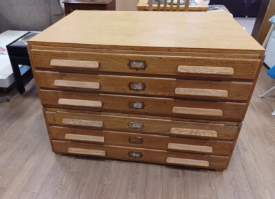 £132 • Buy Vintage Wooden Architects/Haberdashery 6 Drawer Plan Map Chest Collect PR2