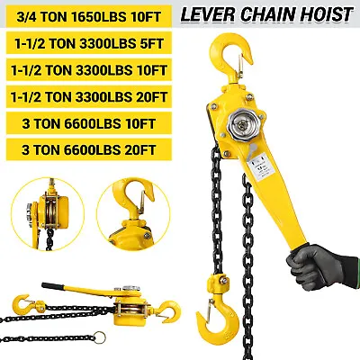 1650LBS-6600LBS Capacity 10-20FT Lever Block Chain Hoist Ratchet Type Come Along • $91.69