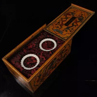 Chinese Qing Dynasty Palace Collection White Jade Bracelet + Box • $193.20