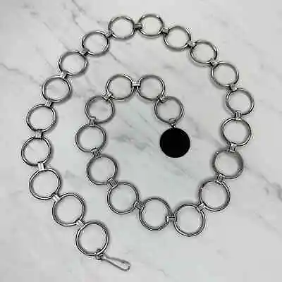 Vintage Open Hoop Silver Tone Metal Chain Link Belt Size XS Small S • $19.99