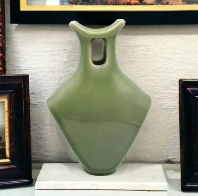 RARE 1960s MCM Royal Copenhagen Celadon Green Vase Johannes Hedegaard 10.5  H • $299