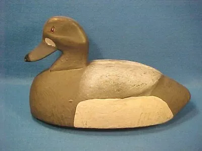 Old Vintage Hand Carved & Painted Wood Working Bluebill Duck Decoy From Michigan • $95