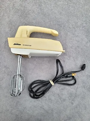 Vintage Sunbeam Mixmaster Hand Mixer Model HM-2 W/ Beaters Tested Beige Gold • $12
