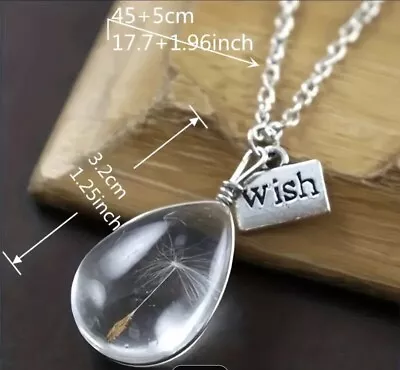 Super Sweet DANDELION FLURRY SEED PENDANT Make A Wish SILVER TONE NECKLACE CHAIN • $5.68