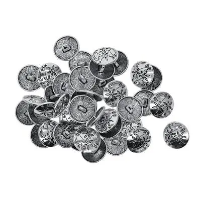 Pack Of 30 Engraved Buttons Shaft Buttons Metal Buttons Antique Silver 18 Mm • £6.59
