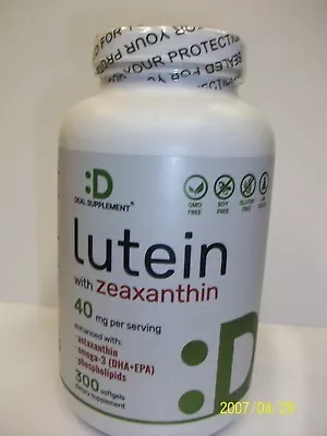 Lutein With Zeaxanthin 40 Mg Enhanced With Astaxanthin & Omega-3 300 Softgels • $29.87