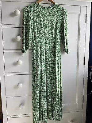 Mango Green Floral Midi Dress Size M (10) • £7.50