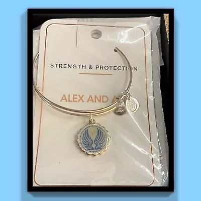 $49.68 • Buy Alex And Ani Guardian Angel Charm Bangle Bracelet Silver Tone Dangle Charms 7.5 