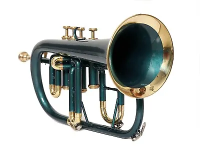 Sale ON Sai Musical Flugel Horn Bb 4 Valve Green With Hard Case & Mouthpiece.. • $200.74