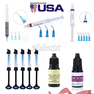 Dental Cure Light Composite Resin A1+A2+A3/Acid Etching Gel/Bonding Adhesive Kit • $8.09