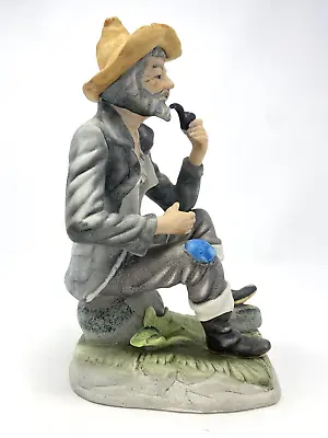 Vintage Cowboy Sculpture Figurine Sitting Smoking Pipe Taiwan Decor Man Cave 9  • $17.99