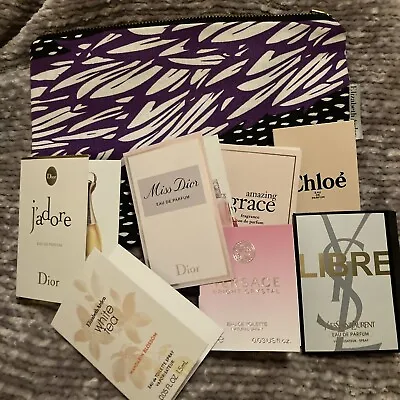 7 Perfume Samples W/bag Dior Versace Chloe Libre Elizabeth Arden  • $19.99