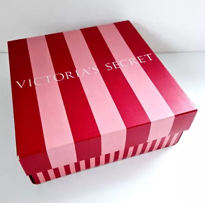 Victoria's Secret Pink Striped Gift Box Silver Logo Medium Y2K Vintage 10 X10  • $8.95