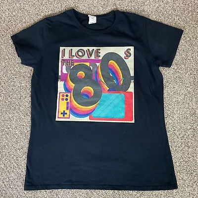 Retro Gildan Shirt Adult Large Black I LOVE The 80's Graphic T Shirt 100% Cotton • $12.99