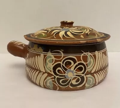 Vintage Mexican Tlaquepaque Pottery Large Redware Lidded Bean Pot Stamped Mexico • $79.97