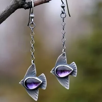 Vintage Moonstone 925Silver Hook Earrings Women Wedding Dangle Boho Jewelry Gift • $1.91