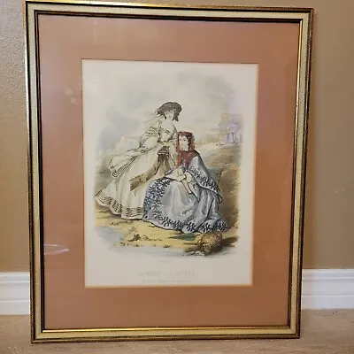 La Mode Illustree Framed Vintage Print Leroy Imp Paris Hand Colored Ladies 19x23 • $50