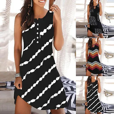 $30.92 • Buy Short Dresses For Teens Women's Fashion Casual Sleeveless Vest Print Maxi Tank