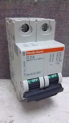 Merlin Gerin C2a 2amp 2pole Circuit Breaker Mg 24443 New Mg24443 • $45