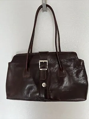 Vera Pelle Italy Brown Leather Purse Shoulder Bag Handbag Classic Vintage Medium • $39.19