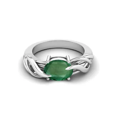 9X7MM Oval Emerald  925 Sterling Silver Solitaire Engagement Ring For Women • $91.58