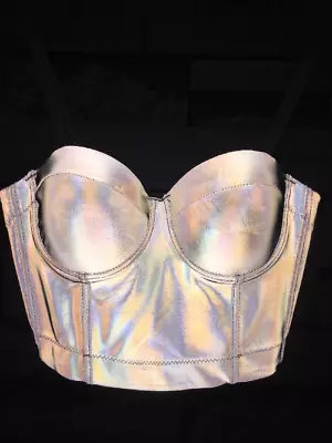 Reflective Luminous Fluorescent Laser Bralet Bustier Bra Night Club Cropped Top • $62.47