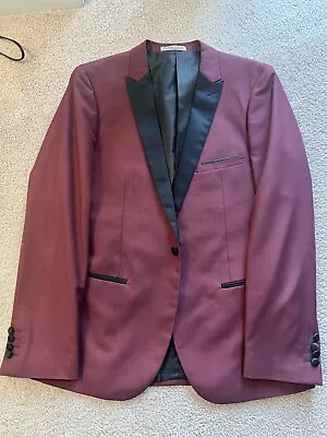 Men’s Slim Fit 40R Jacket Blazer Paisley & Gray Maroon & Black • $25