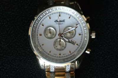 £189.99 • Buy Ingersoll Diamond Mens Chronograph Watch Gold White Dial Stainless Steel Strap 