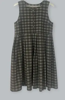 Cabbages And Roses Grey White Checked Sleeveless Wool Pinafore Dress Size 10 • $197.69