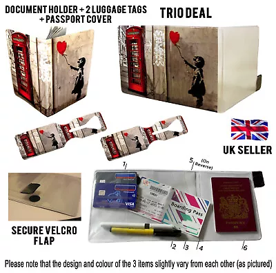 £5.99 • Buy Balloon Girl A5 Document Holder + Passport Cover + 2 Luggage Tags Travel Set
