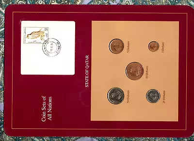 Coin Sets Of All Nations Qatar 1973-1990 UNC 50 Dirhams 1990 Falcon Stamp • $18.90