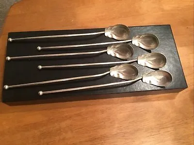 Set Of 6 Sterling Silver Ice Tea /Mint Julep  Spoons/Straws -oyster Shell 7.75  • $99