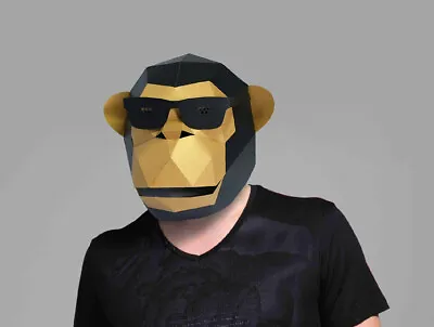 3D Paper Mask Pre Cut Sunglass Gorilla Costume Cosplay Paper Craft • $17.95