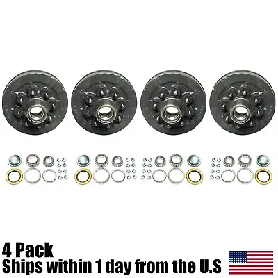 4PK 12  X 2  Trailer Brake Hub Drum Kit 8 On 6.5  7000 Lbs Axle With Bearings  • $494.99