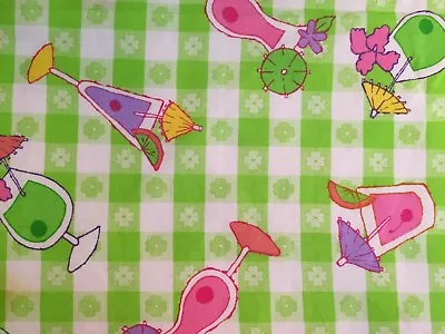 $8 • Buy J2 1.5 Yd X 58  Fabric Green Daiquiri Martini Alcohol Umbrella Drink Summer